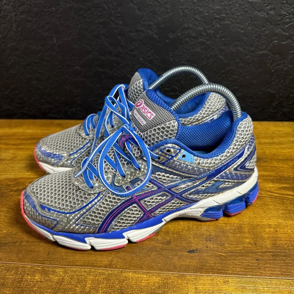 Asics GT-1000 2 T3R5N Silver Blue Mesh Running Shoes Womens 7.5